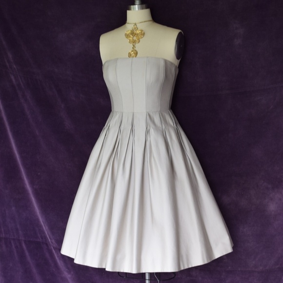 Calvin Kline Khaki full skirt pleated party dress - Picture 6 of 8